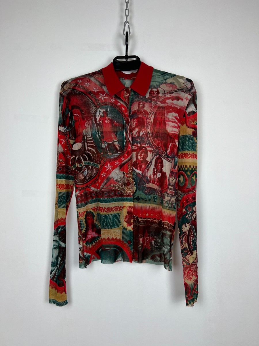 トップス 90s Jean Paul GAULTIER power net doragon 90s Jean Paul Gaultier Jeans Nude Torso Dragon Tattoo Club Kid