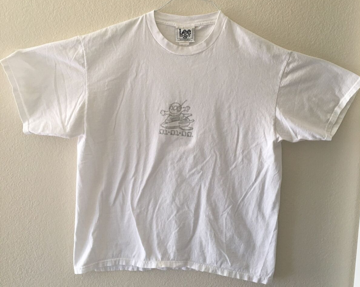 ◆2000Archives◆ LEAGUE OVERSIZED TSHIRT WHITE 2A25D2TS06WHO Y2K LEE SPORT, Men's T-Shirt, “01–0 1–00”, Alien Spaceship