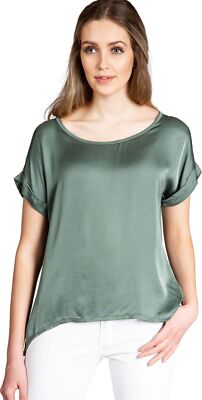 Caspar BLU017 Damen Kurzarm Sommer Bluse Shirt Shirtbluse Seidenglanz / Rayon 