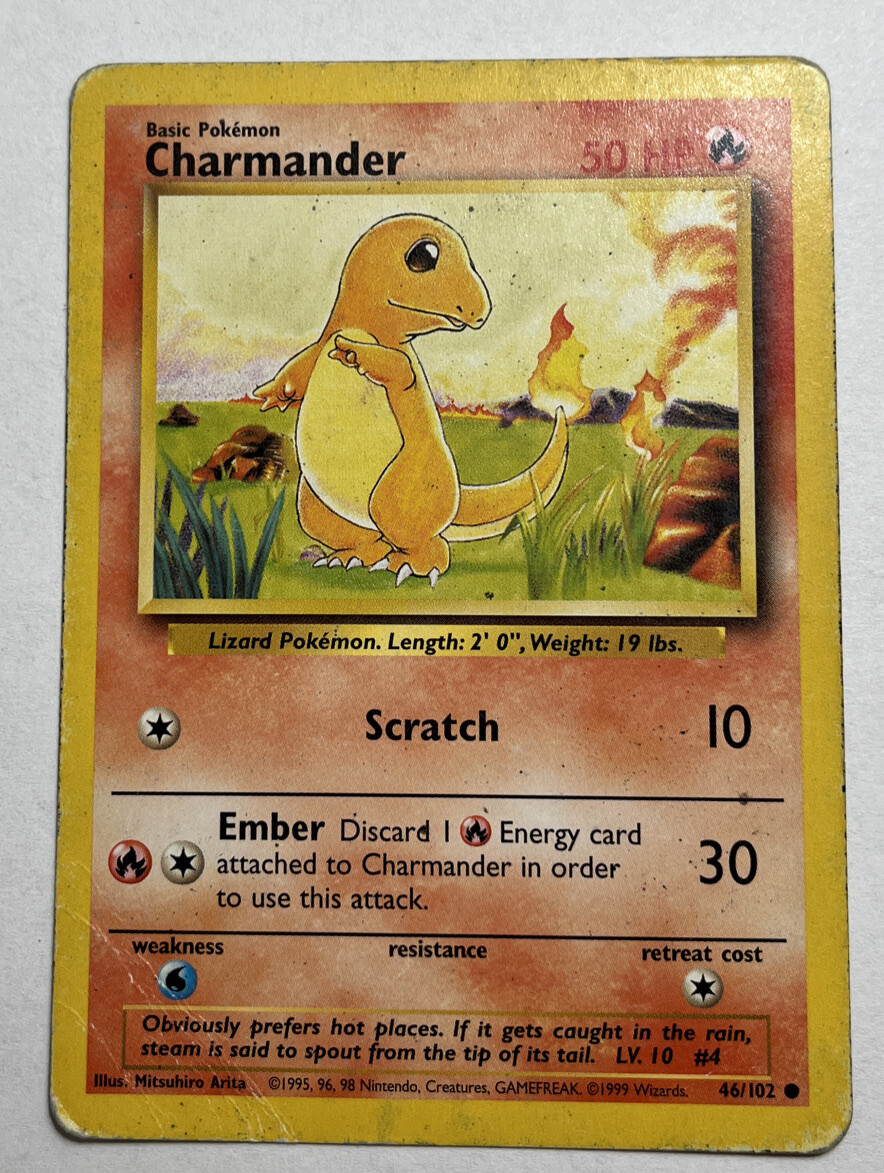Pokémon TCG Charmander Base Set Original 150 46/102 Regular Common