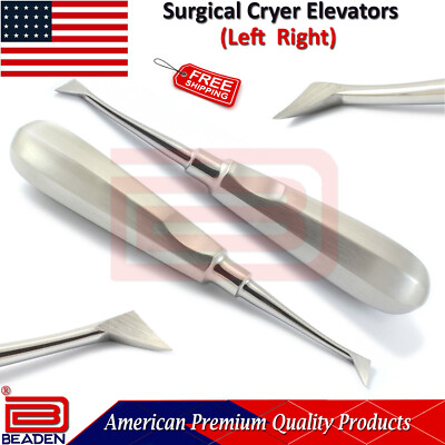 Dental Surgical Elevators Cryer Left Right Tooth Extracting Oral Surgery Beaden 