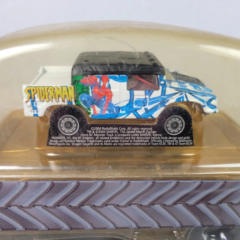 NEW! Radio Shack Zip Zaps Micro RC 1/64 4WD Hummer Monster Truck, Spider-Man - Image 4 of 4