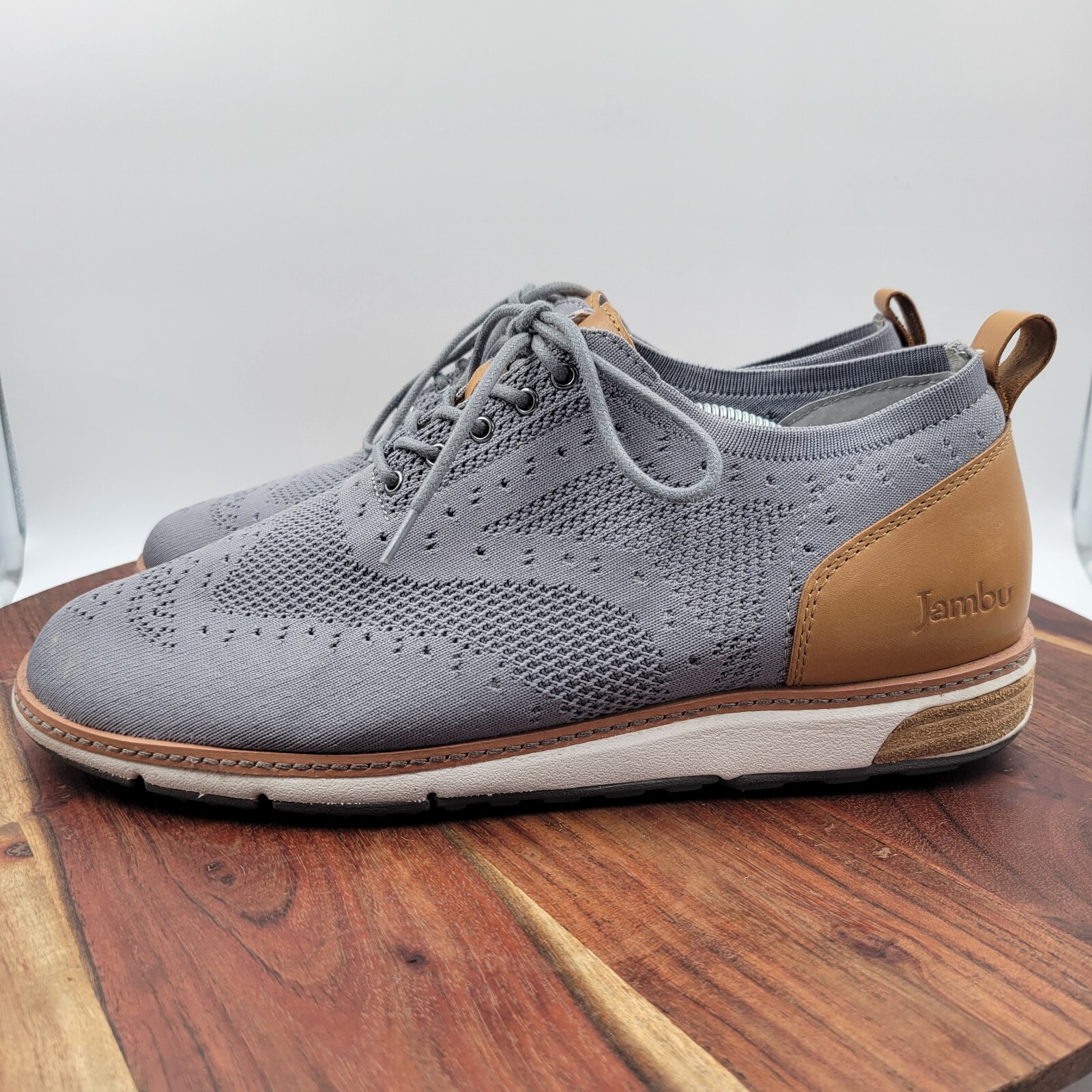 SAOLA Scarpe da ginnastica Jambu Franklin uomo 11 5 m grigio marrone chiaro lavorato a maglia pelle comfort Oxford