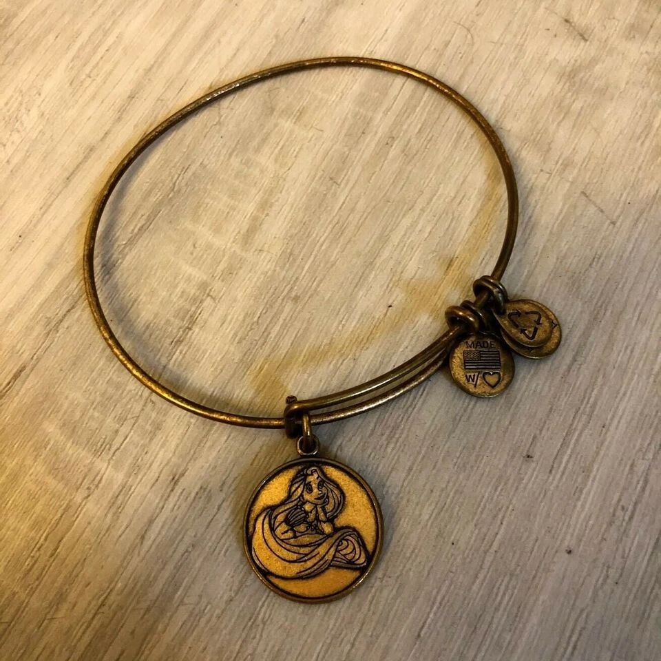 Alex and Ani Disney Tangled Rapunzel Charm Bangle Gold Bracelet