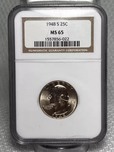 1948 S Washington Quarter 25C Graded By NGC MS65 