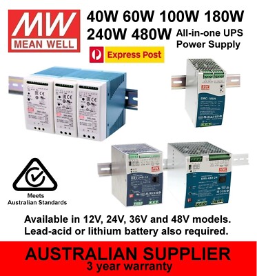 MeanWell DRC / DRS All-in-One UPS 40W 60W 100W 180W 240W 480W 12V 24V 36V 48V