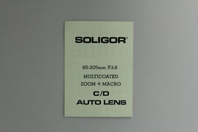 Bedienungsanleitung Soligor 85-205mm F3.8 Multicoated Zoom Macro C/D (12120342)