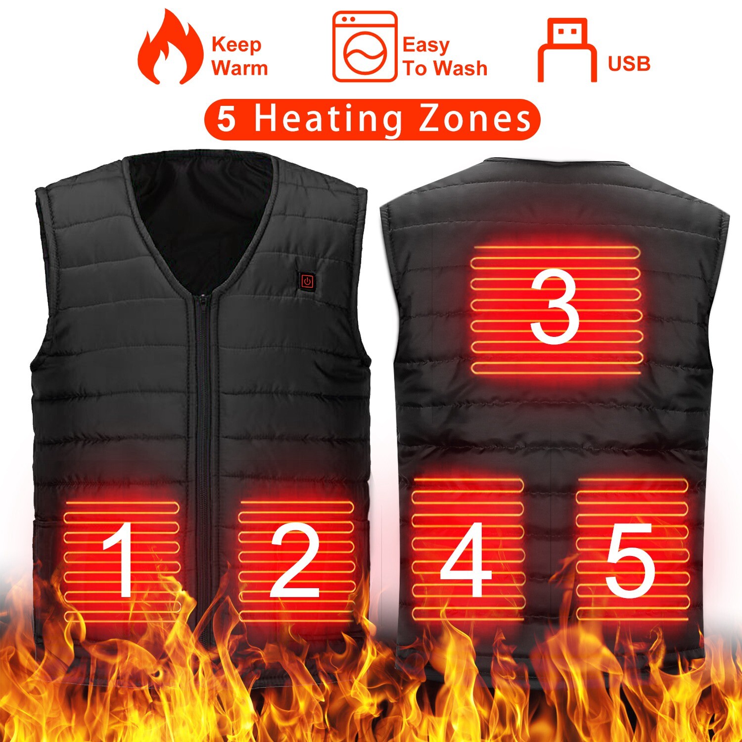 Electric Heated Vest with Power Bank - Thermal Heating Coat for Men & Women  -image