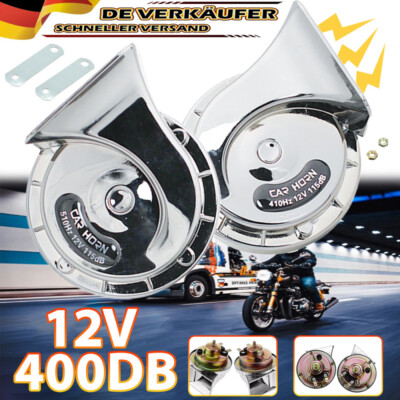 2X Elektrisch Schnecken Klang Hupe Lufthorn Laut Horn LKW Auto Fanfare 12V 400DB