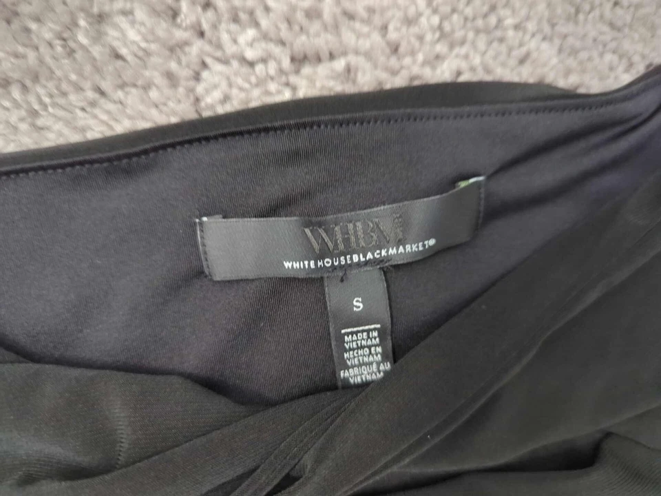 Vestido ajustado White House Black Market para mujer pequeño negro jersey fruncido midi Foto 2 de 4