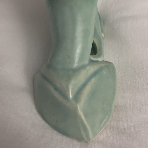 Vintage 1940s Nelson McCoy Aqua hand shaped vase Blue - Picture 9 of 16