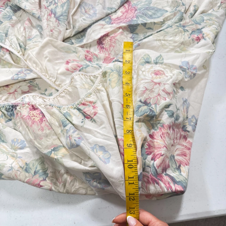 Sábana bajera de colección dan river king beige rosa floral flores oversize yk2 años 90 80 Foto 3 de 4