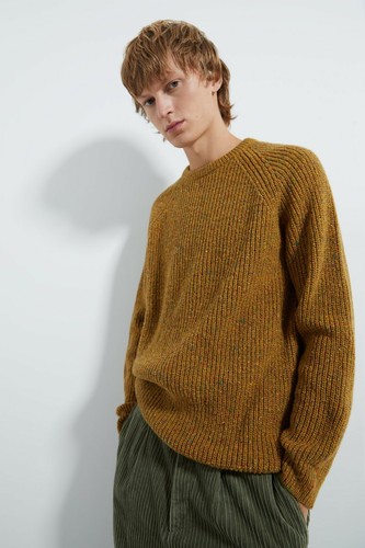 New Zara Colored Textured Sweater L 6771/312 Yellow Brown cardigan jacket coat - Picture 2 of 5