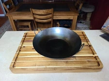 14 Inch Carbon Steel Flat Bottom Wok SEASONED and Ready to Enjoy