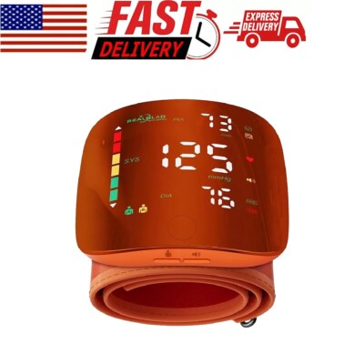 #ad Automatic Wrist BP Monitor Home Use Wrist Blood Pressure Monitor Orange New $19.91