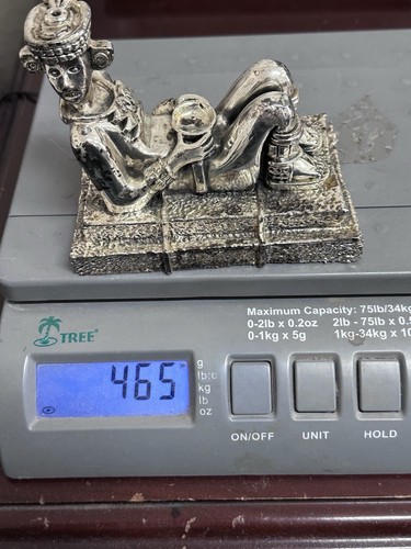 Vintage Chac Mool Statue Aztec Mayan Ancient God Marked 925 Sterling Silver - Picture 11 of 14