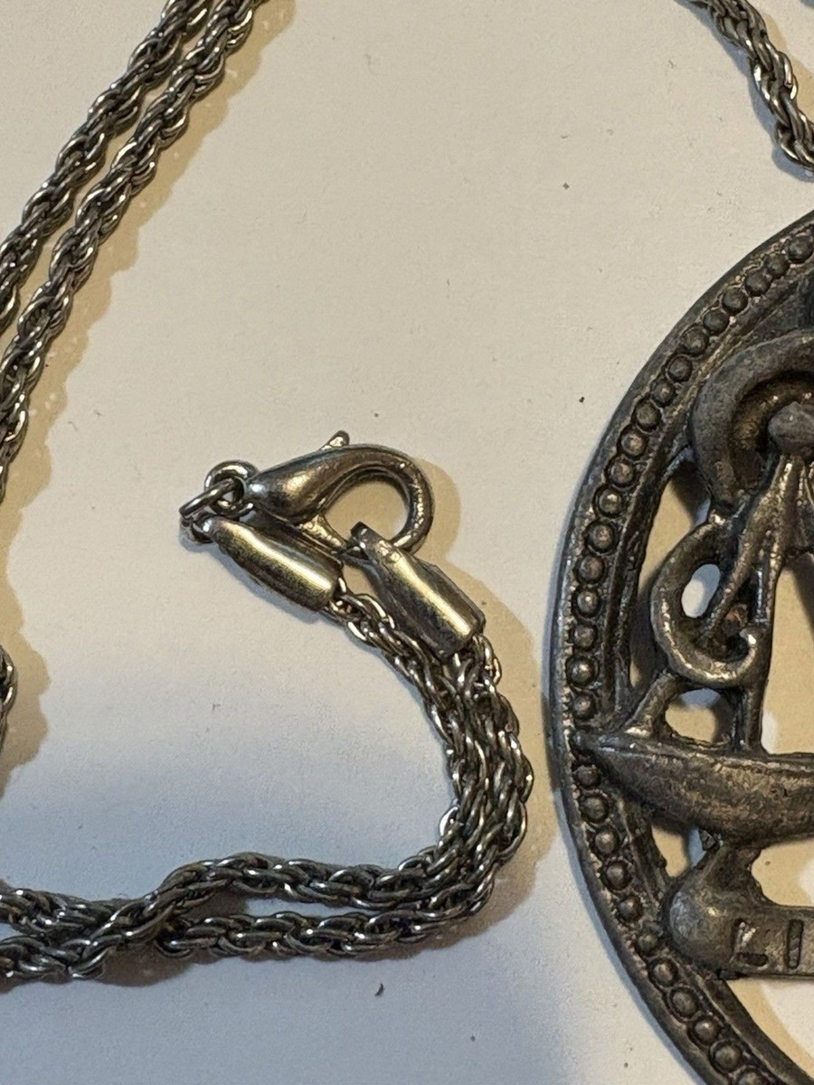 Vintage 1960s  Venus  Zodiac Astrology Pendant Pewter Necklace Balance Scales View 6