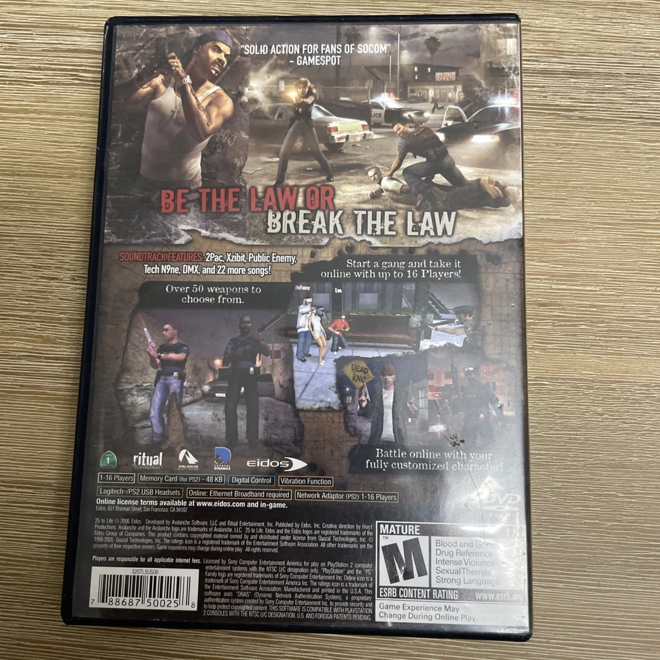 25 to Life (Sony PlayStation 2, PS2, 2006) - CIB Tested Working - Image 2 of 4