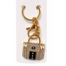 New Mint Handbag Keychain Gold Rhinestone Butterfly Bag Charm Black Purse Silver