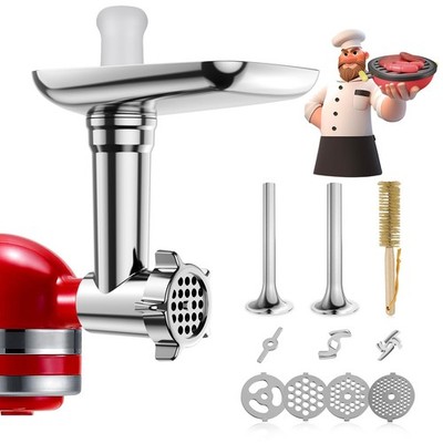 Kitchenaid Metal Food Grinder Attachment Set with 15 Accessories, Silver