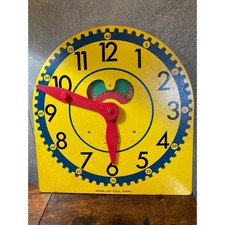 Vintage Judy Clock Original Wood Learning Toy Time Telling Educational Decor