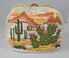 Vintage Toaster Cozy 70s Quilted Southwestern Desert Cactus Scene 10.5X12.5 In