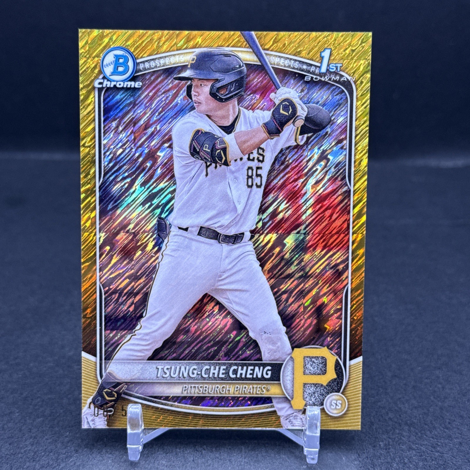 Tsung-Che Cheng 2025 Bowman Chrome BCP95 Gold Shimmer Refractor 8/50 Pirates QW1