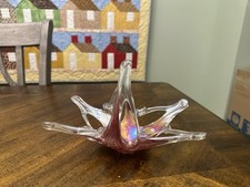 Original Murano Lavorazione Art Glass Basket - Pulled Glass- Handmade In Italy