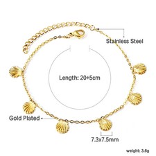 Textured Shell Jewelry Set Stainless Steel Gold Plated Women Necklace Bracelet