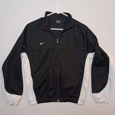 Vintage 90s Nike Team Youth Track Jacket XL 18-20 Black White Full Zip