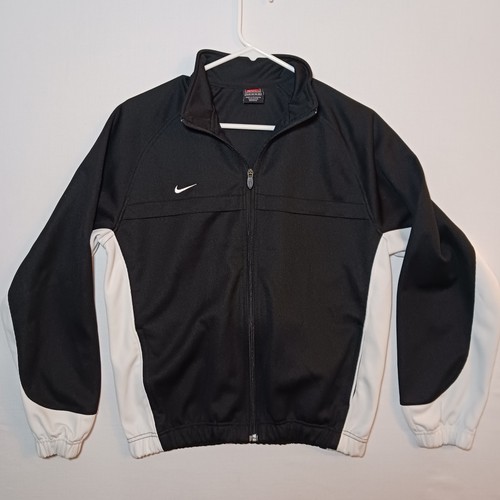 Vintage 90s Nike Team Youth Track Jacket XL 18-20 Black White Full Zip