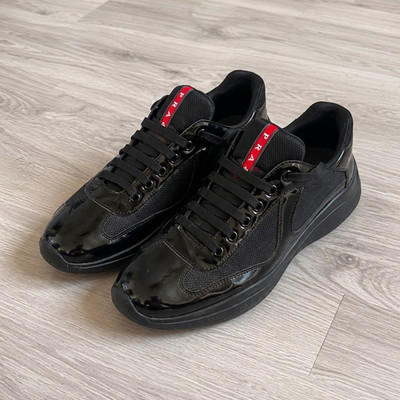 PRADA Herren Sneaker Low Top Schwarz Gr. 44 gepolstert Schnürung
