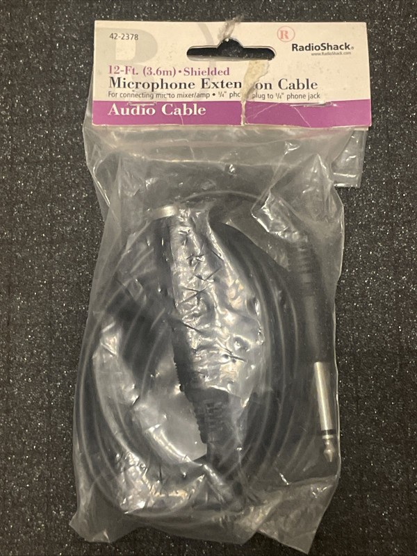 12 ft 1/4 male to 1/4 female mono extension cable
