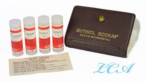 VINTAGE kit BUTISOL SODIUM BUTABARBITAL contains 4 EMPTY vials COMPLETE