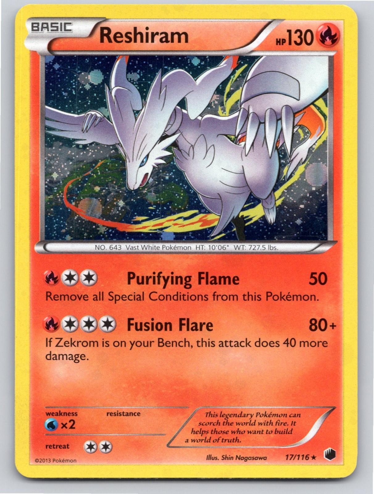 2018 POKEMON RESHIRAM (COSMOS HOLO) PROMO 017/116 LP A103507 VERY RARE ...