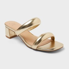 Women  s Tilda Puffy Strap Block Heels with Memory Foam Insole - A