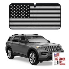 USA Black American Flag Car Windshield Sun Shade for Front Large Black Flag