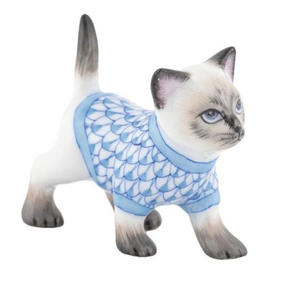 HEREND,  SWEATER KITTY, BLUE FISHNET #VHB-16481,   BRAND NEW, MINT & BOX!