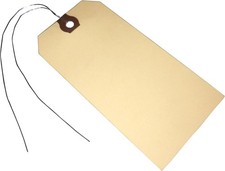 100 Count Manila Shipping Tags with Reinforced Eyelet - 4 3/4" x 2 3/8" Size