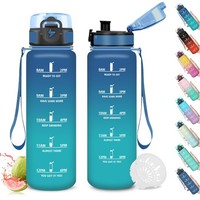 Mujigaga Trinkflasche 1L Auslaufsicher Mit Zeitmarkierung, Sportflasche FüR