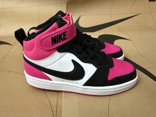Nike Court Borough Mid BG White Black-Fierce Pink Size 4Y Girl Brand New