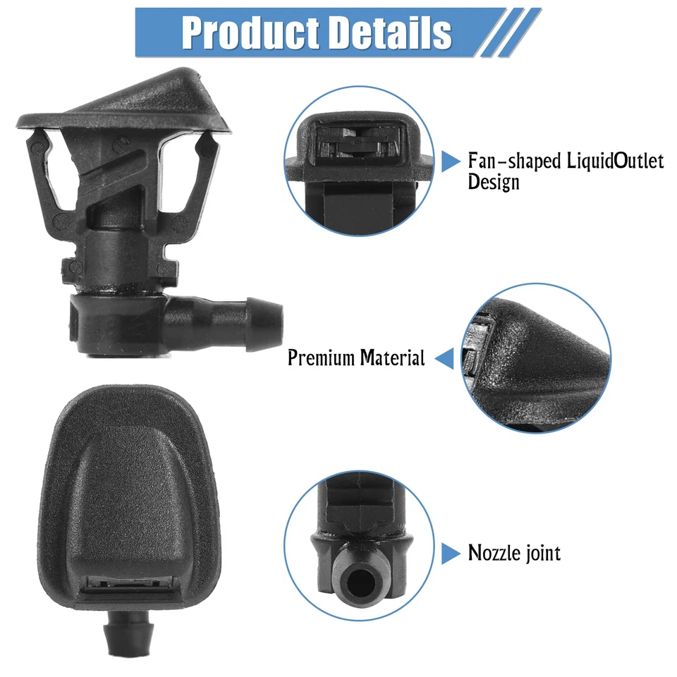 Par de boquillas pulverizadoras limpiaparabrisas delantero para Jeep Wrangler JK 2013-2017 Foto 2 de 4