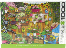 Eurographics Garden Flowers 1000 Piece Puzzle New Sealed Floral Garden Cat