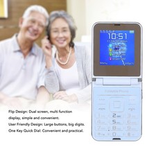 2G Flip Phone For Seniors Big Buttons Loud Sound 4 SIM Cards Blue