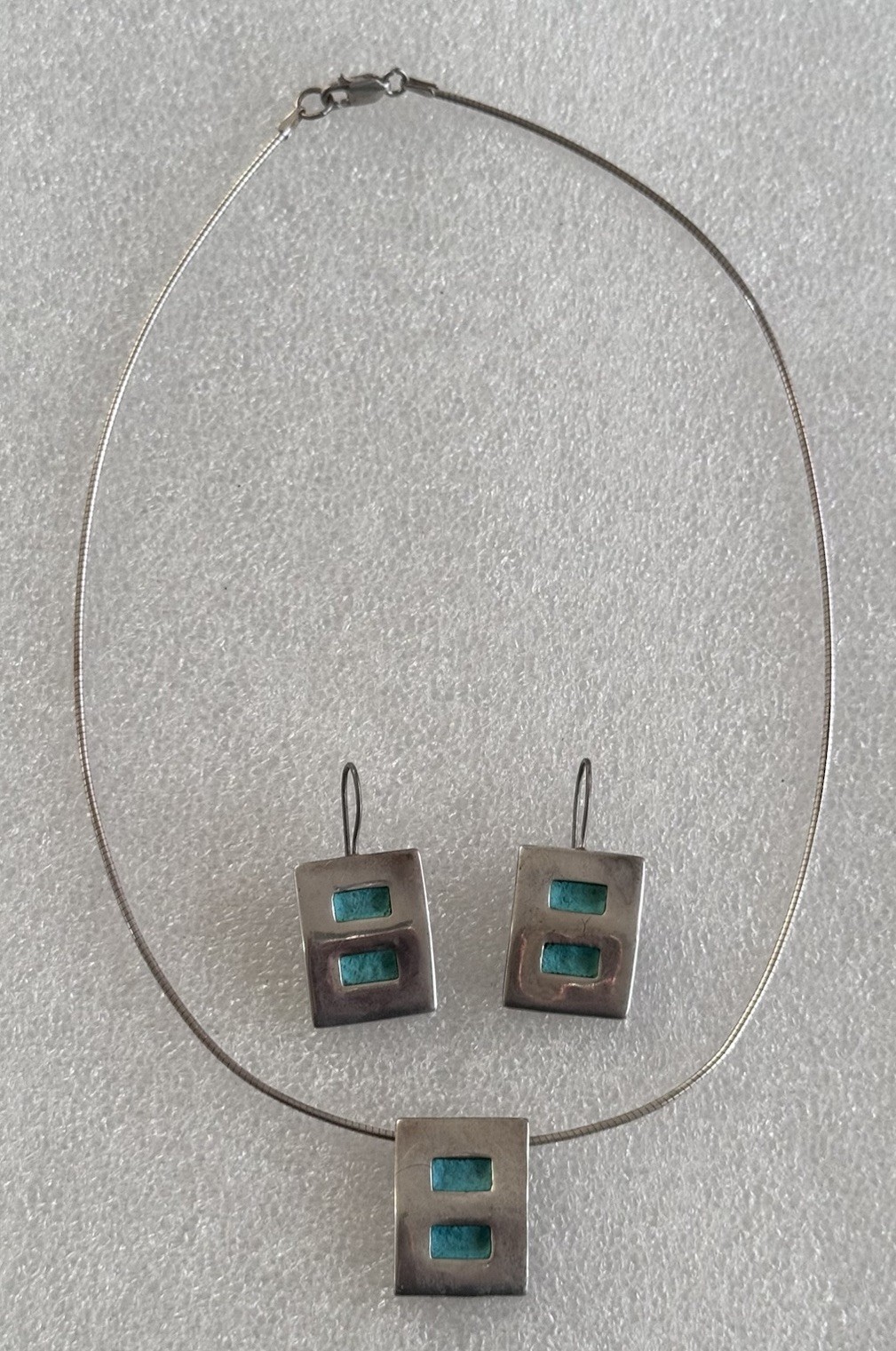 Set Sterling Silver 925 Cable Chocker Necklace Pe… - image 1