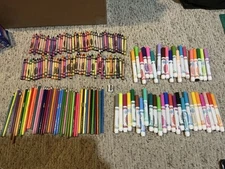 Crayola lot (44 Markers, 45 Colored Pencils, And 88 Crayons)