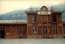 Cauterets Occitanie France Train Station Gare antique wooden depot postcard