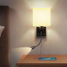 Wall Lamp Wall Light Wall Sconces LED Spotlight Swing Arm with USB ON/Off Switch