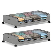 2-Pack Under Bed Storage with Wheels Underbed Storage Containers Rolling Bins