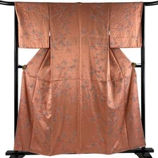 Silk Kimono M Floral Salmon Pink Used Good Condition